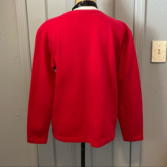 Karen Scott Vntg Christmas Sports Top Cardigan M Red Embroidered Reindeer - Picture 6 of 14